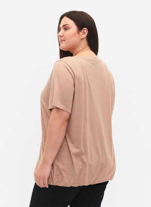 Melert T-skjorte med strikkant, Natural Mél, Model image number 1