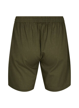 Løs shorts i bomullsblanding med lin, Forest Night, Packshot image number 1
