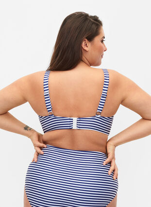 Bikini-BH med trykk og bøyle, Blue Striped, Model image number 1