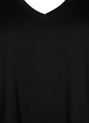 Ensfarget oversized T-skjorte med V-hals, Black, Packshot image number 2