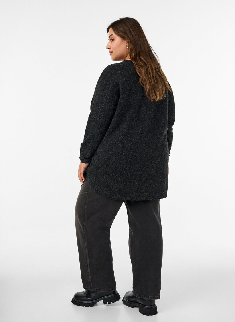 Lang strikkebluse med kuleknapper, Gr&aring;, Model image number 2