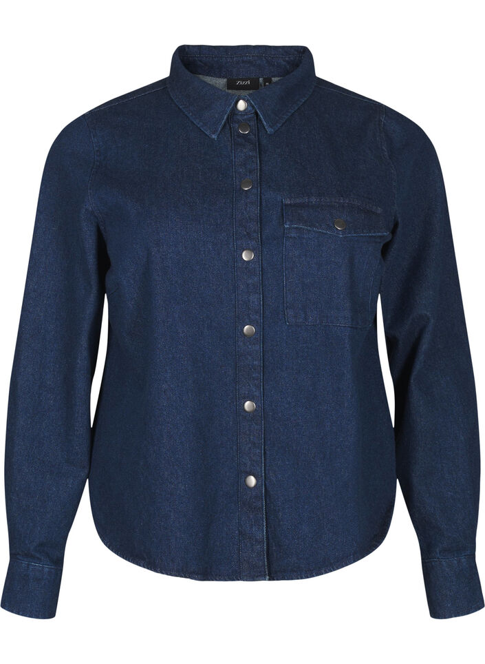 Dongerijakke med brystlomme, Unwashed Denim, Packshot image number 0
