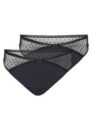 G-streng med mesh, 2 stk., Black