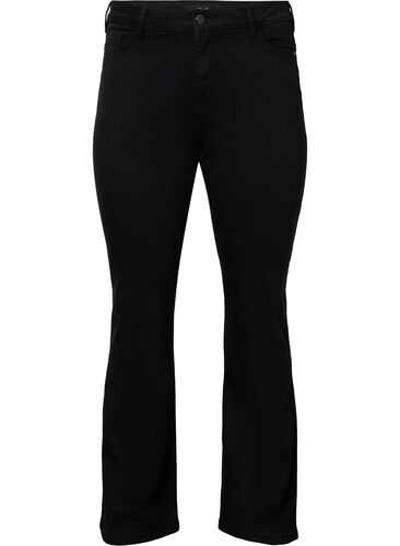 Ellen bootcut jeans med høyt liv, Black, Packshot image number 0