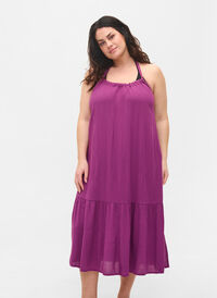 Lang strandkjole i viskose, Dark Purple, Model