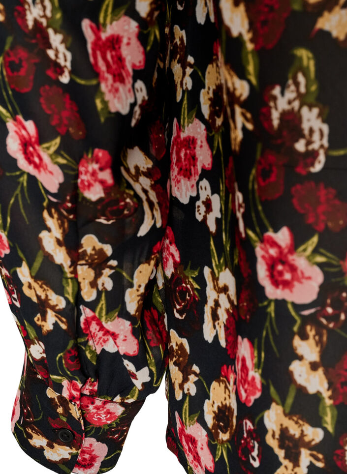 Bluse med heldekkende trykk og kort knappestolpe, Rosa, Packshot image number 3