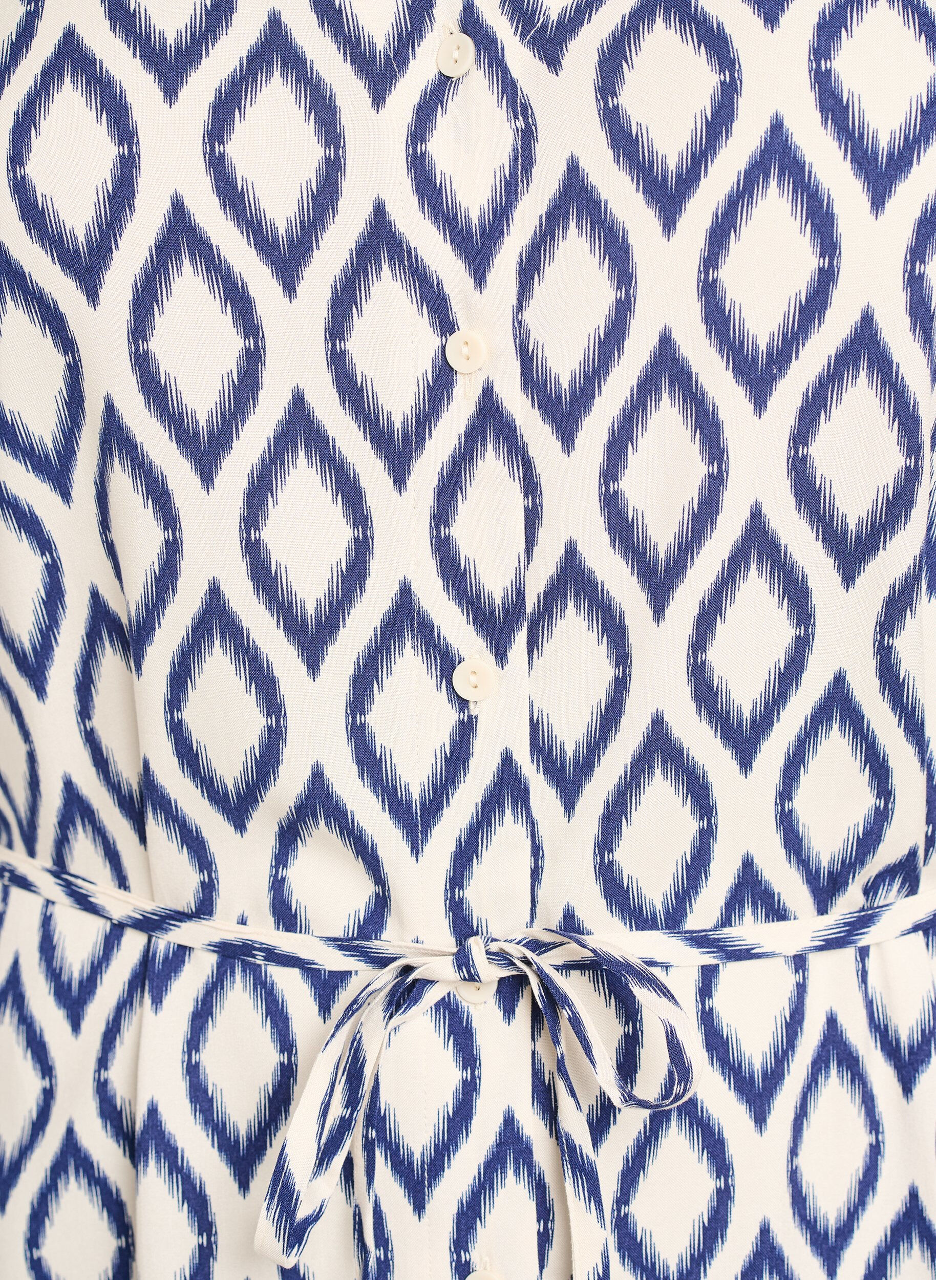 Zizzi Midikjole med trykk og knytebelte, Vanilje, Packshot image number 2