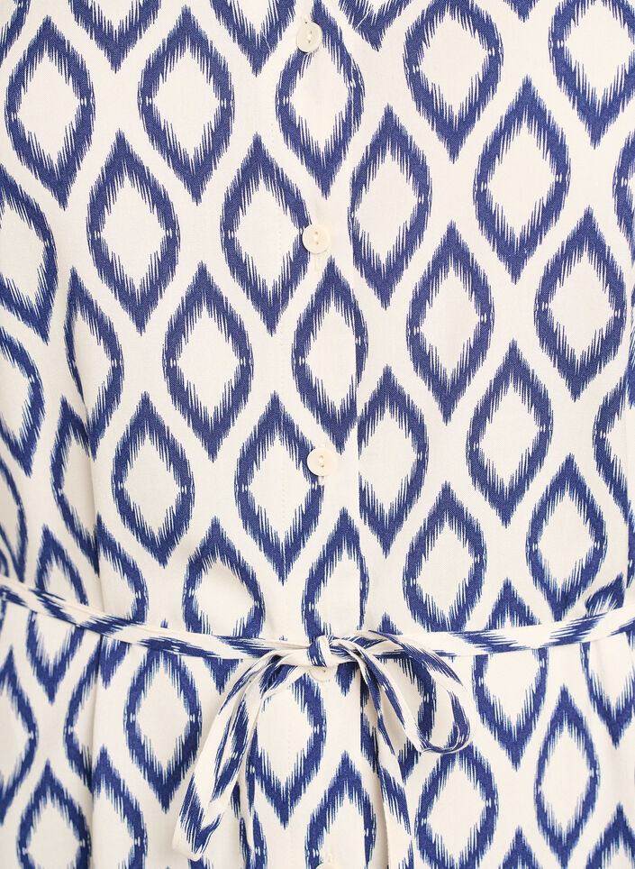 Midikjole med trykk og knytebelte, Vanilje, Packshot image number 2