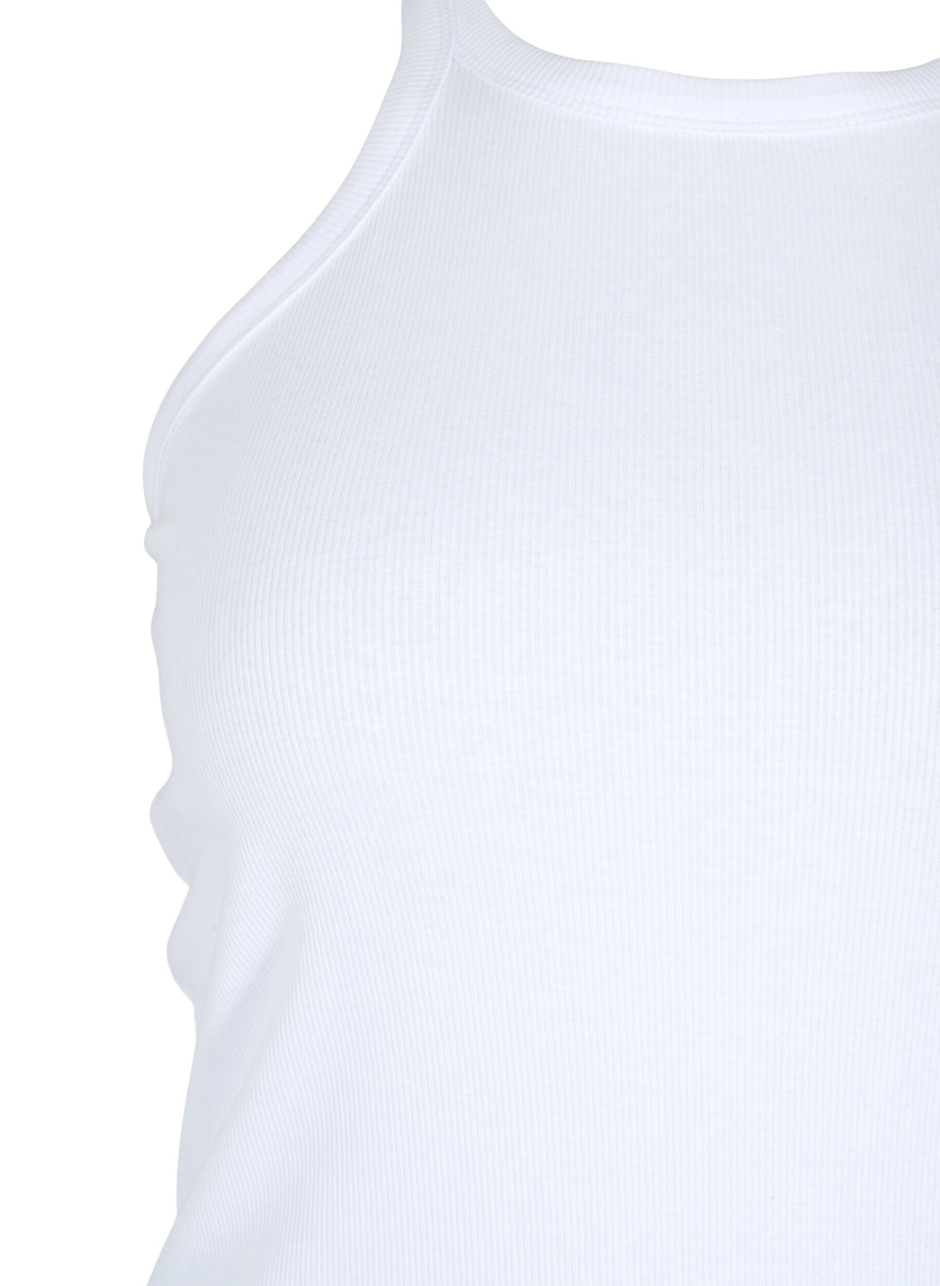 Zizzi Ribbet tanktopp i bomull, Bright White, Packshot image number 2