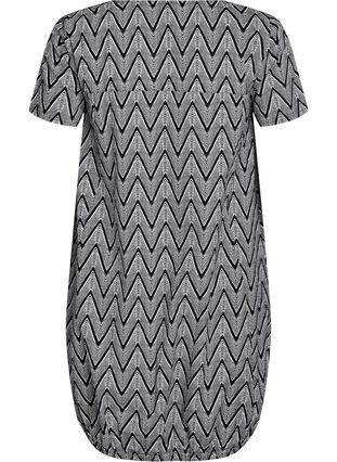 Zizzi Kortermet bomullskjole med trykt mønster, Svart, Packshot image number 1