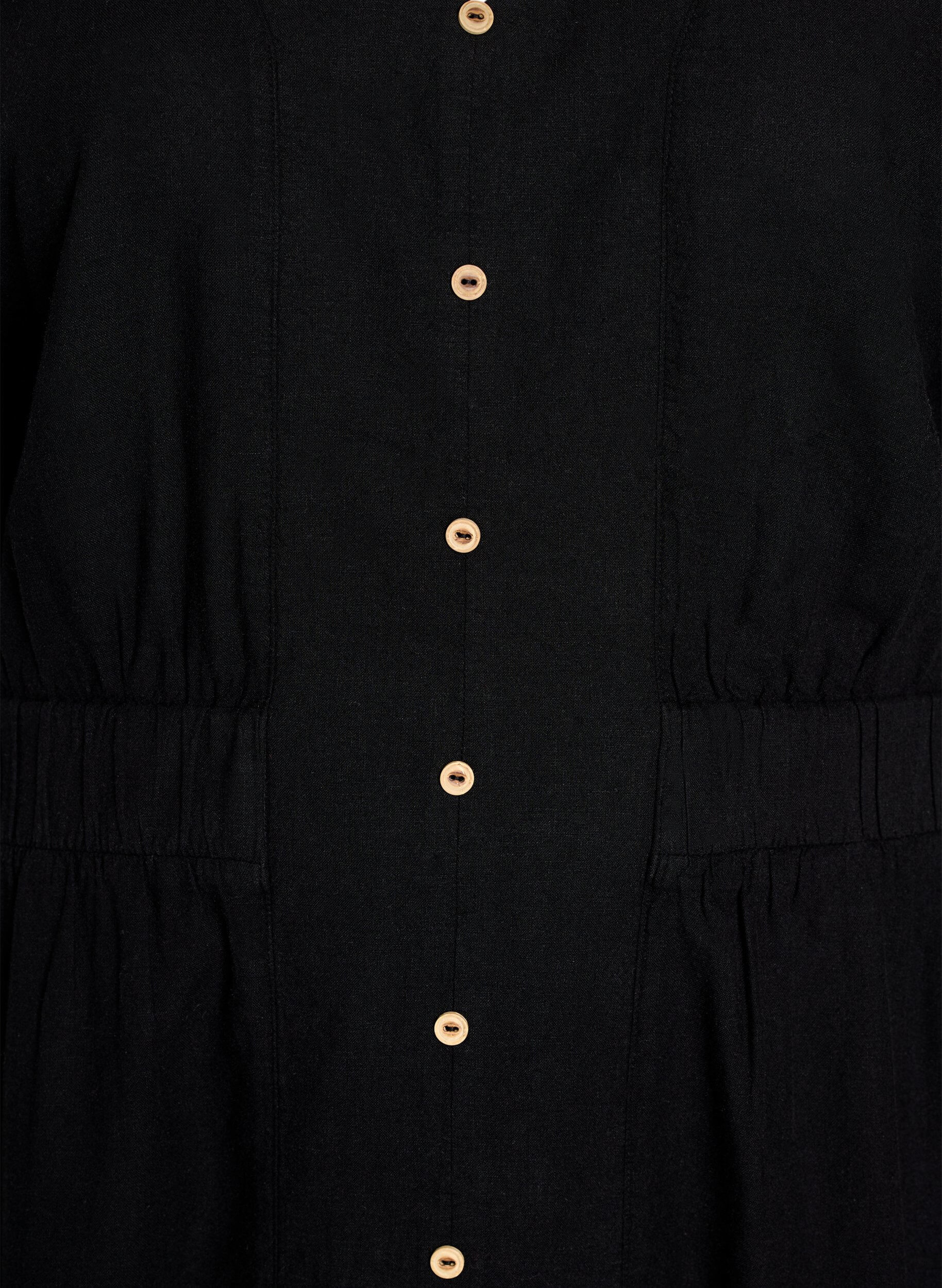 Zizzi Midikjole i lin og viskose med splitt foran, Svart, Packshot image number 2