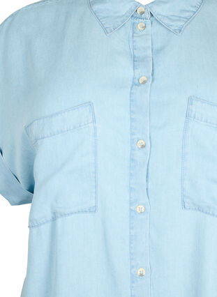 Kortermet skjorte i lyocell (TENCEL™), Light blue denim, Packshot image number 2