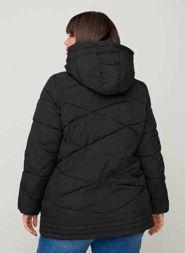 Vindtett jakke med hette og lommer, Black, Model image number 1