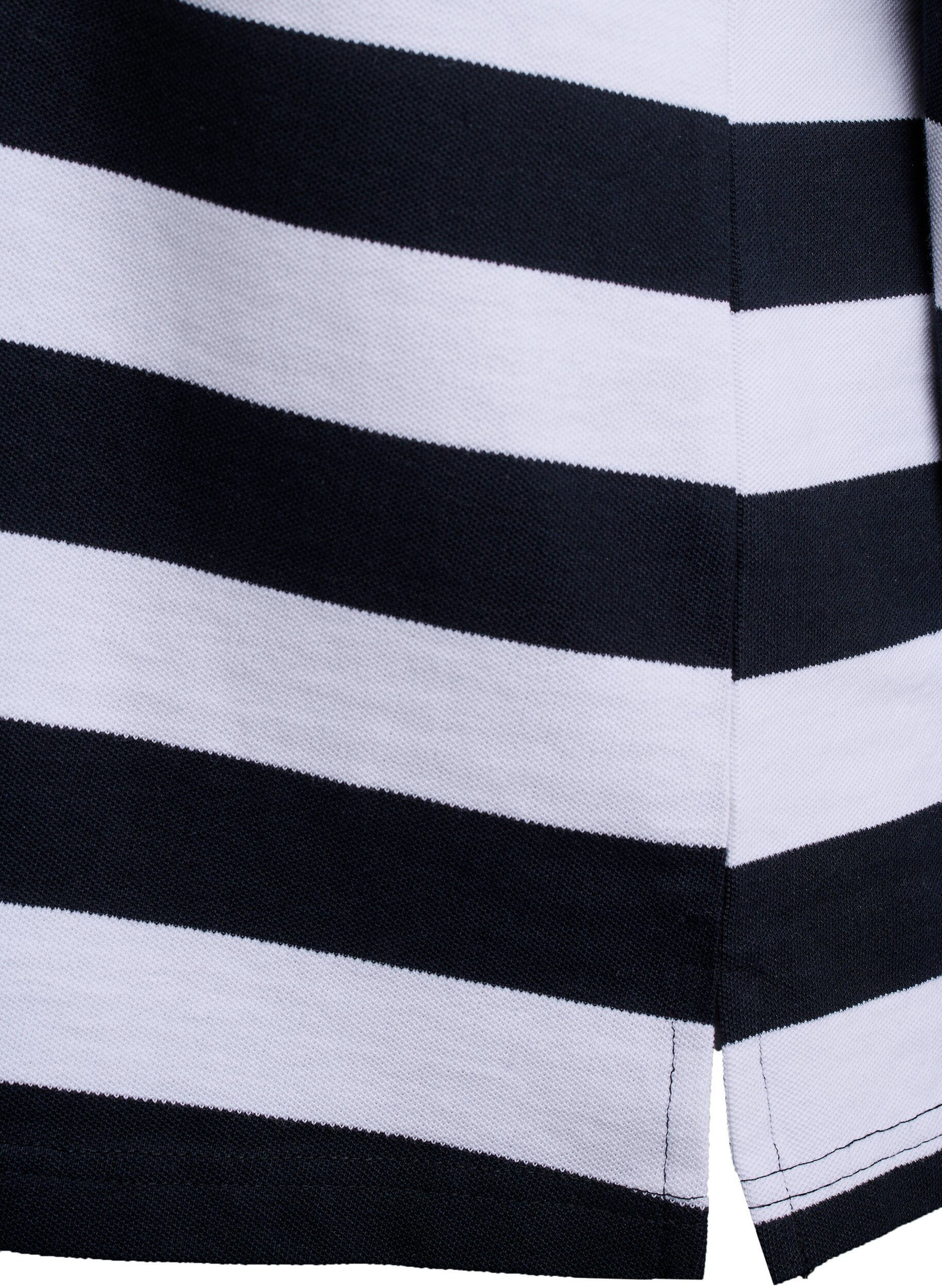 Zizzi Stripete poloskjorte med lange ermer, Svart, Packshot image number 3