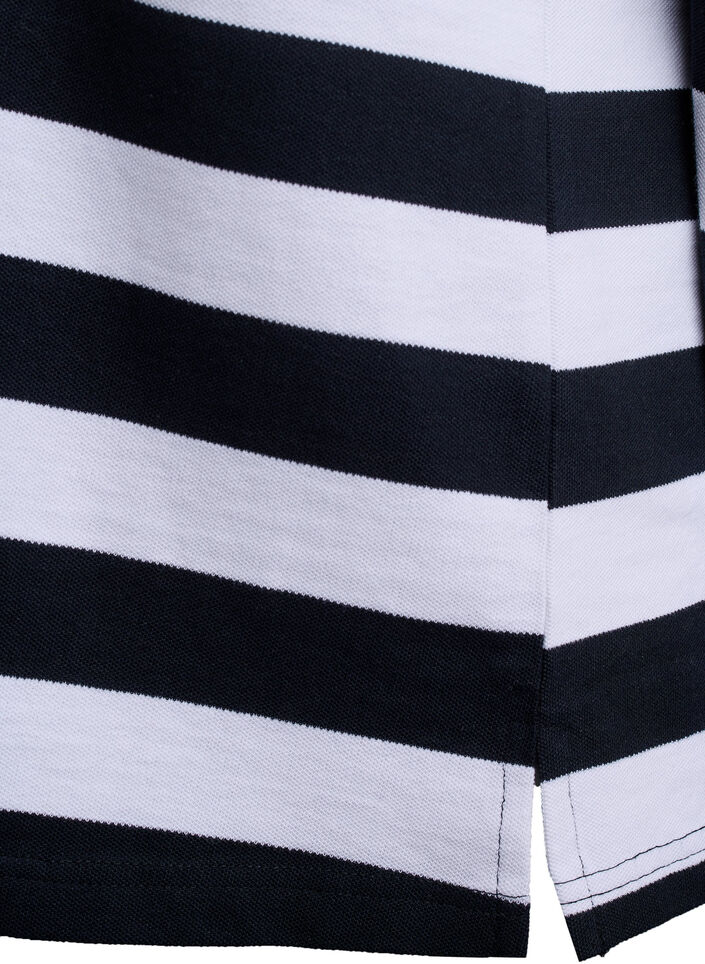 Stripete poloskjorte med lange ermer, Svart, Packshot image number 3