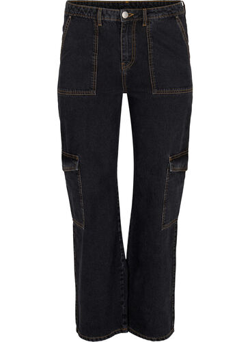 Cargo-jeans med rett passform, Black Stone, Packshot image number 0