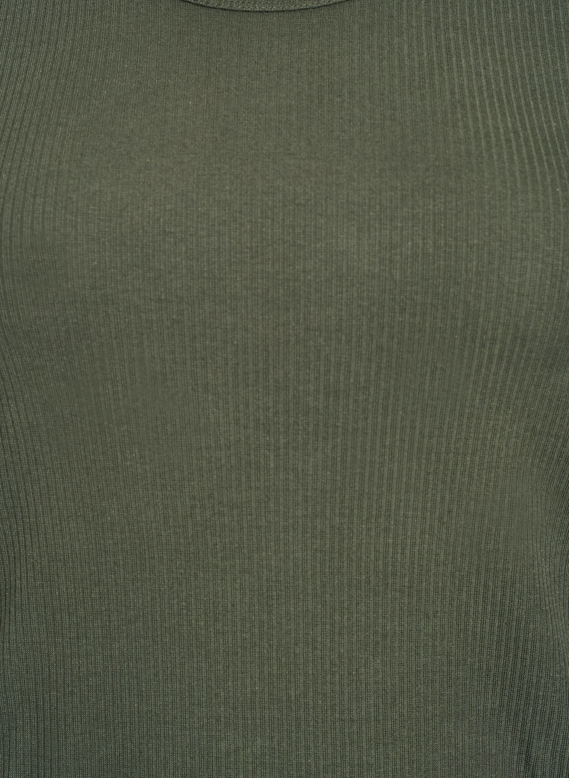 Zizzi Knelang T-skjortekjole i ribbet jersey, Gr&oslash;nn, Packshot image number 2