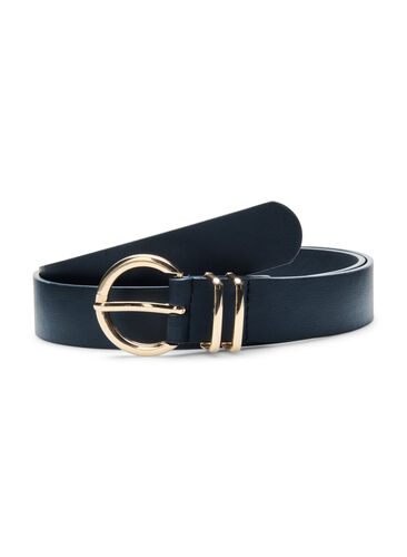 Belte i imitert skinn med gullfarget spenne, Black w. Gold Buckle, Packshot image number 0