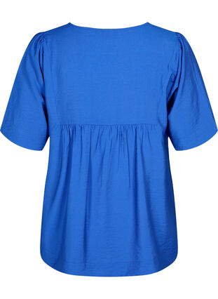 Bluse med halvlange ermer i viskose, Olympian Blue, Packshot image number 1