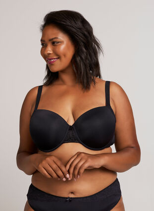 Formstøpt BH med netting, Black, Model image number 1
