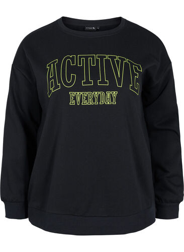 Genser med sporty trykk , Black, Packshot image number 0