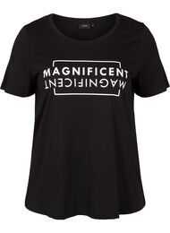 T-skjorte i bomull med trykk, Black/Magnificent
