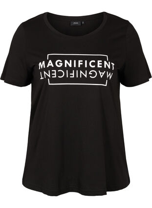 T-skjorte i bomull med trykk, Black/Magnificent, Packshot image number 0