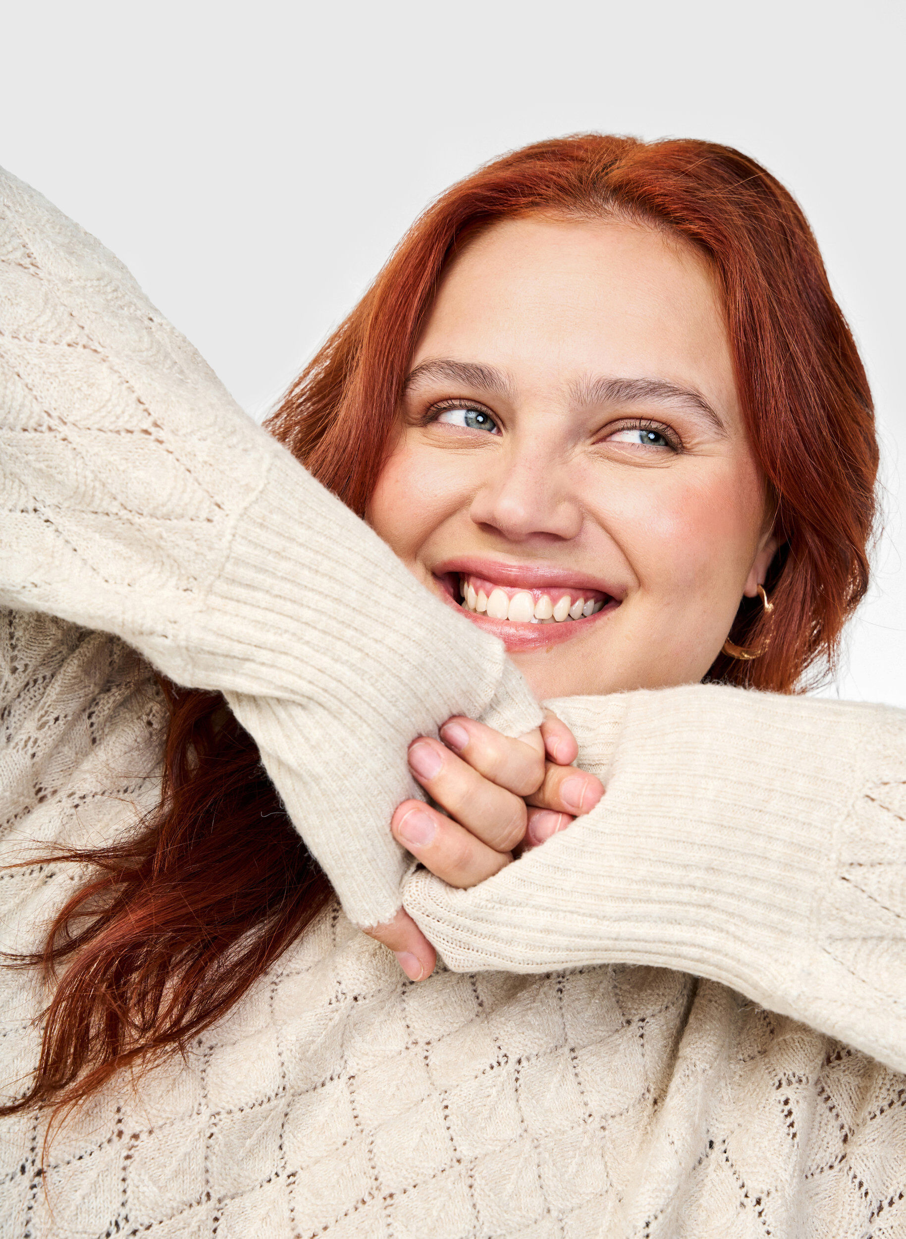 Zizzi Genser med blondem&oslash;nster, Pumice Stone Mel., Image image number 0