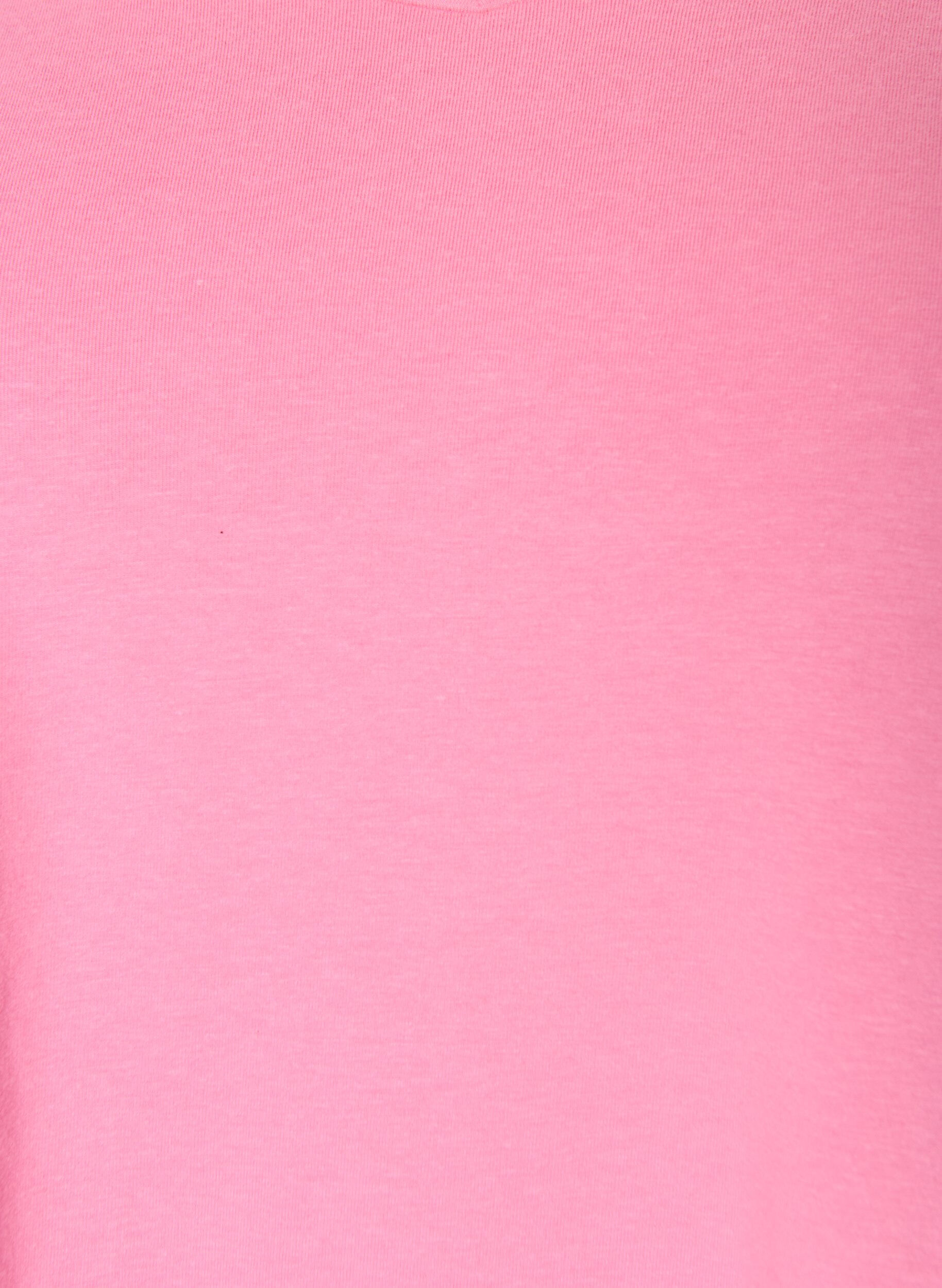 ZizziEnsfarget basis T-skjorte i bomull, Rosa, Packshot image number 2