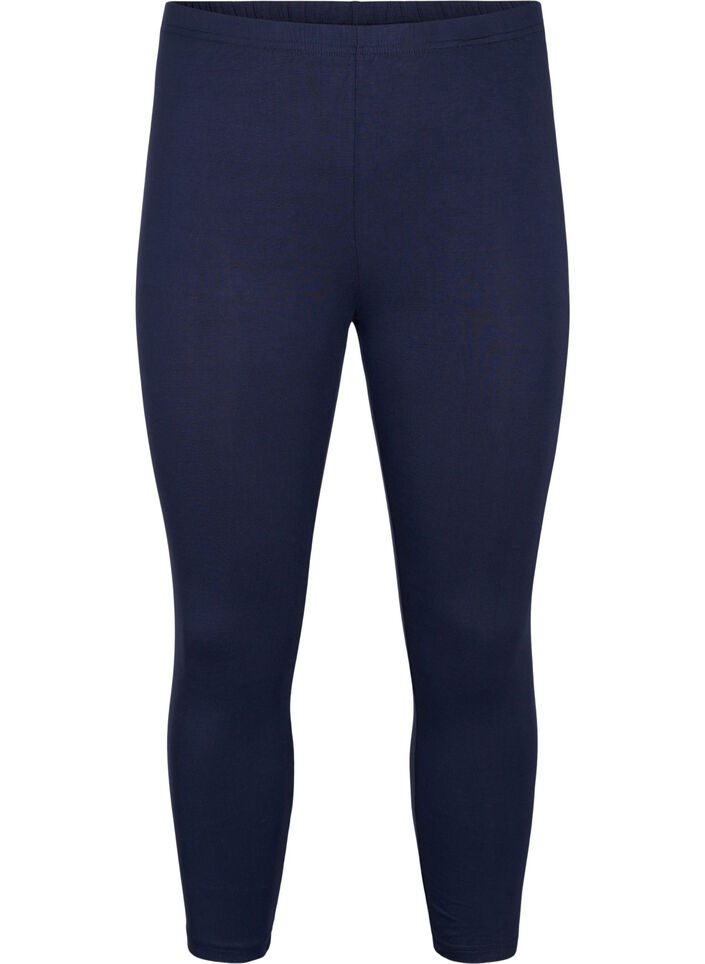 Basisleggings i viskose med 3/4-lengde, Bl&aring;, Packshot image number 0