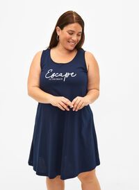 Ermeløs kjole i bomull med A-form, Navy B. W. Escape, Model