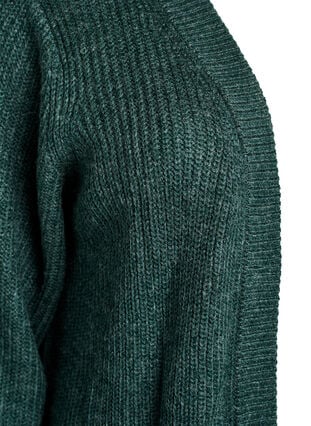 Zizzi FLASH - Lang ribbestrikket cardigan med lommer, Grønn, Packshot image number 2