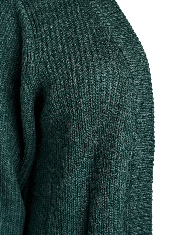 FLASH - Lang ribbestrikket cardigan med lommer, Grønn, Packshot image number 2