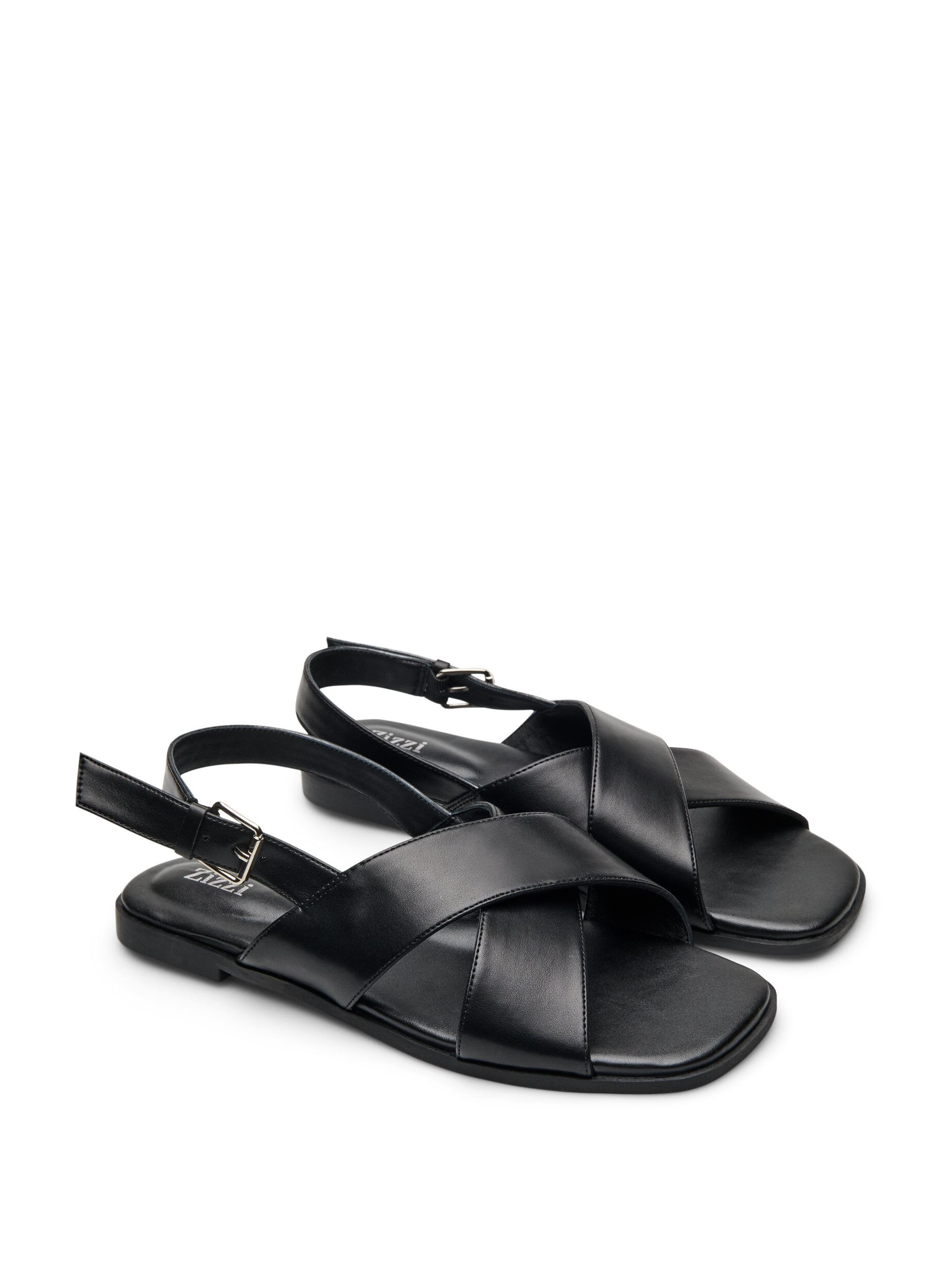 Zizzi Skinnsandal med kryssremmer, Svart, Packshot image number 1
