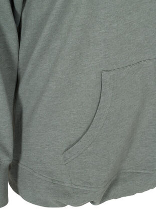 Melert sweatshirt med hette og lomme, Balsam Melange, Packshot image number 3