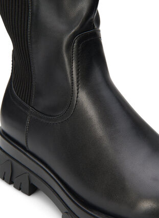 Zizzi Wide fit - Høye boots med strikk og glidelås, Black, Packshot image number 3
