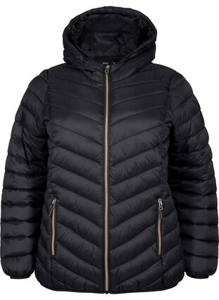 Lettvektsjakke med hette, Black, Packshot image number 0