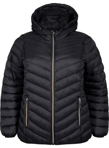 Lettvektsjakke med hette, Black, Packshot image number 0