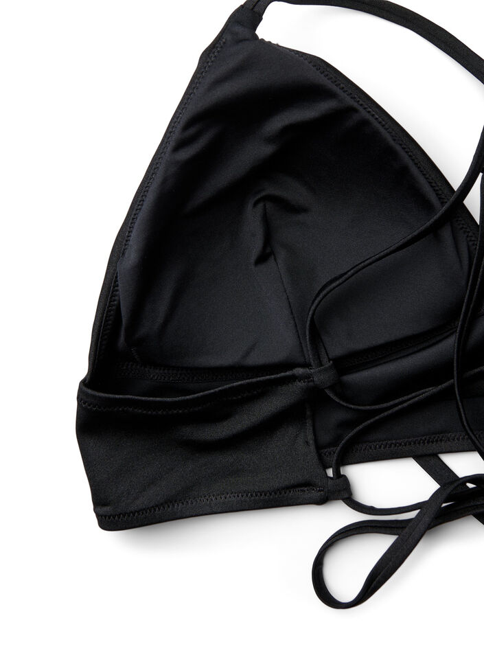 Bikinitopp med avtagbare pads og knytebånd i ryggen, Black, Packshot