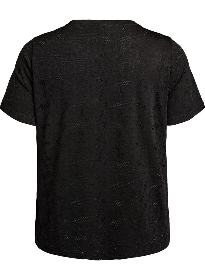 FLASH - T-skjorte med maljemønster, Svart, Packshot image number 1