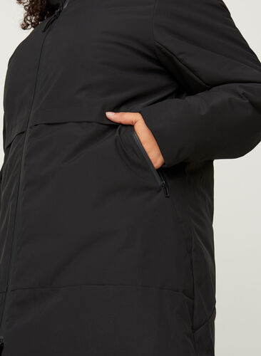 Vinterjakke med justerbar midje, Black, Model image number 2