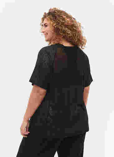 T-skjorte til trening med mønster og mesh, Black, Model image number 1