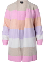 Lang stripete strikket cardigan, Orchid Petal Mel.Com