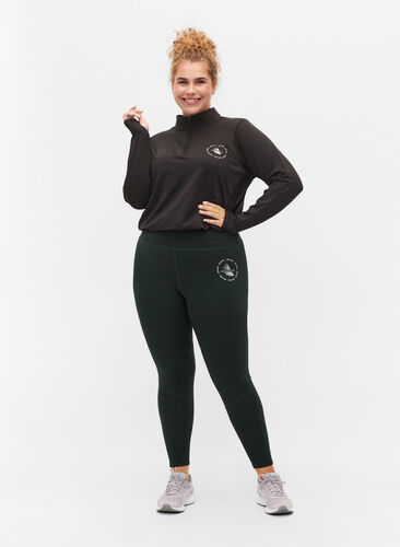 Høyhalset treningsgenser med glidelås, Black, Model image number 3