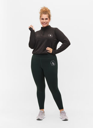 Zizzi Høyhalset treningsgenser med glidelås, Black, Model image number 3