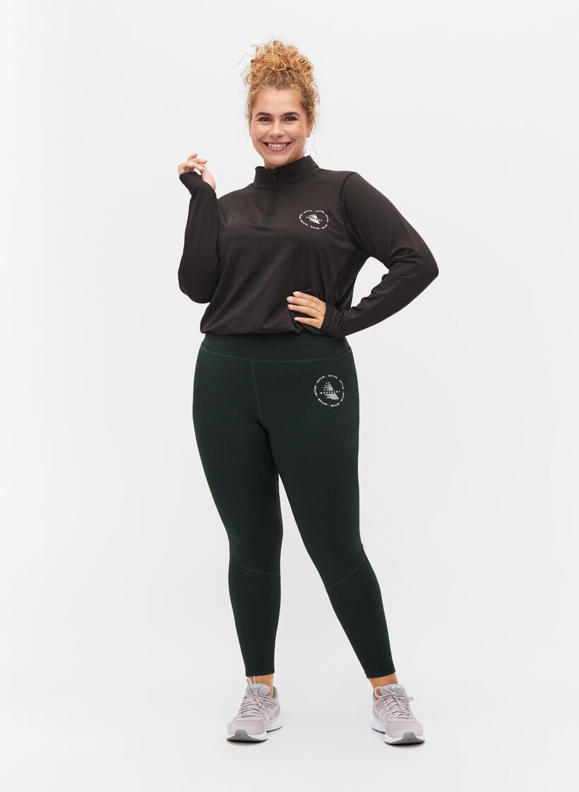 Høyhalset treningsgenser med glidelås, Black, Model image number 3