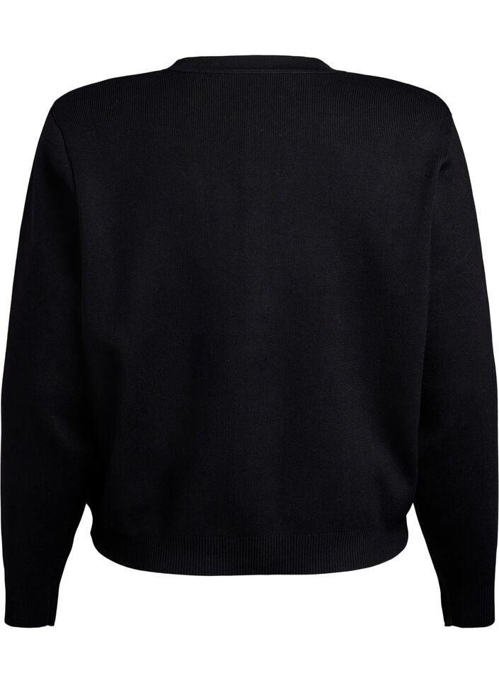 Cardigan med dekorative gullknapper, Svart, Packshot image number 1