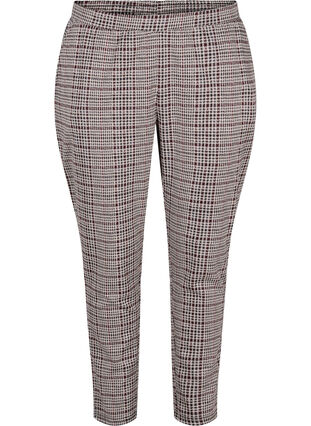 Cropped Maddison bukser med rutete mønster, Brown Check, Packshot image number 0