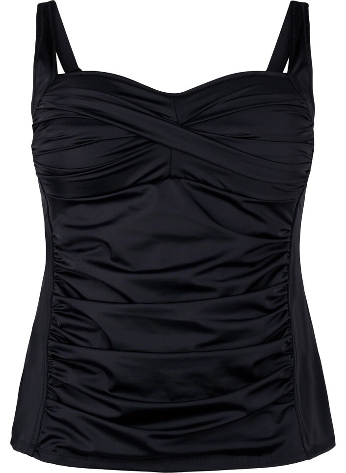 Tankini med drapering, Svart, Packshot image number 0
