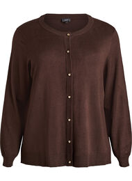 Finstrikket cardigan med kuleknapper, Brun